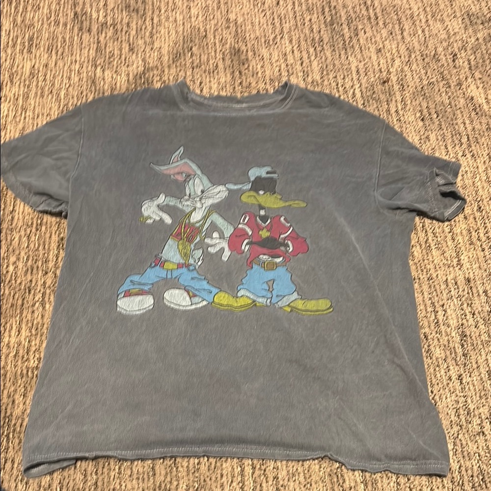 Gray Cartoon Character Mens S/M T-Shirt